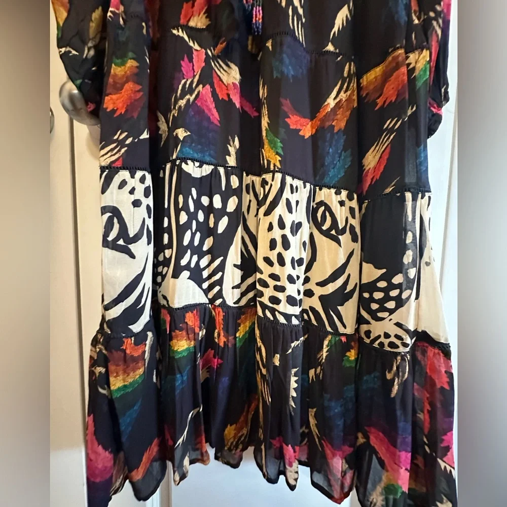 FARM Rio Black Multi-Color Printed Tiered Maxi Dress - Picture 6 of 14